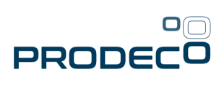 Prodeco logo, in a blue and white design